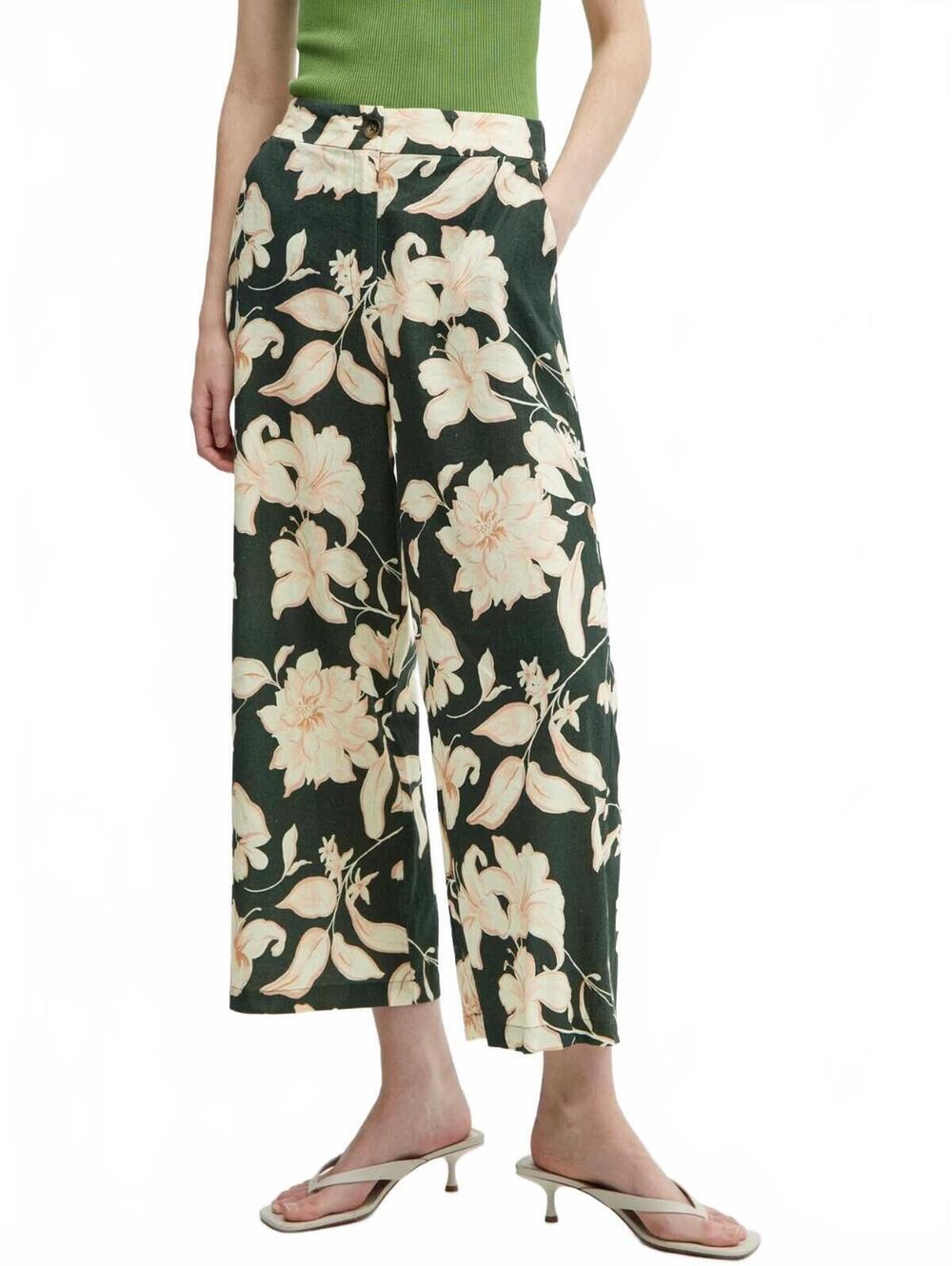 Mango flower print trousers NWT green XL